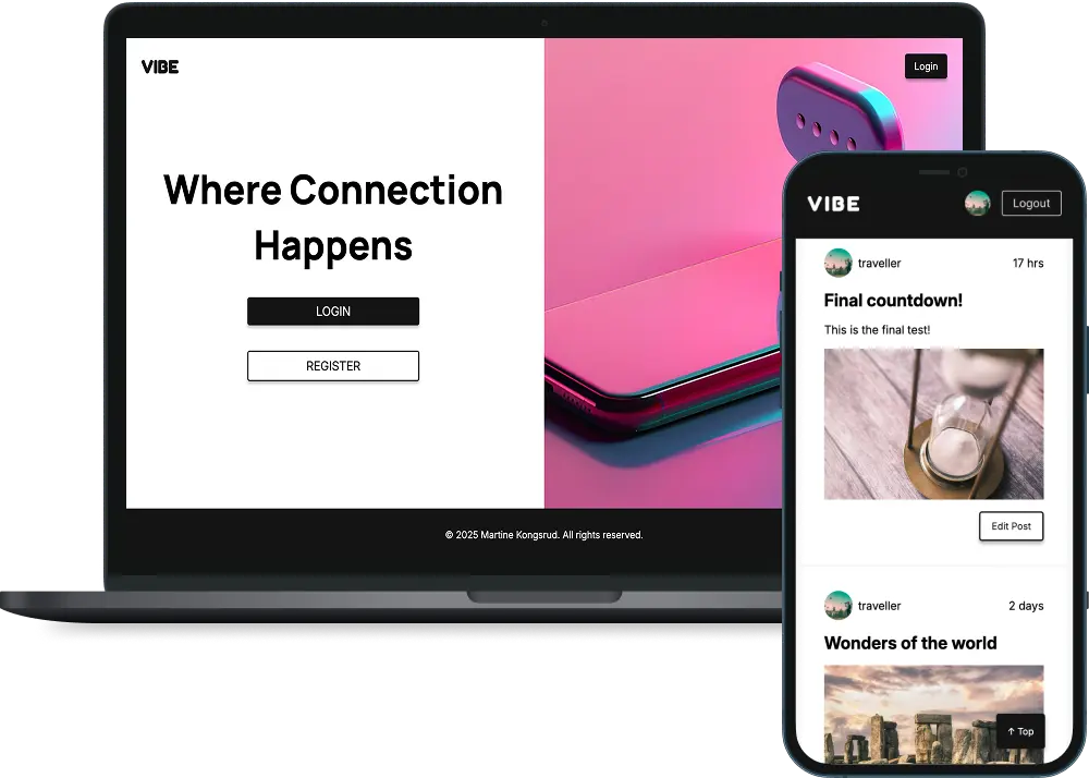 a laptop and mobile showing screenshots of the site: momentum
